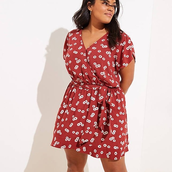 LOFT Dresses & Skirts - LOFT, Floral Wrap Skort Romper, Rust Red, 14